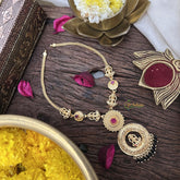 Vriksham Lakshmi Round Pendant Short Neckpiece-Black Beads-G18851